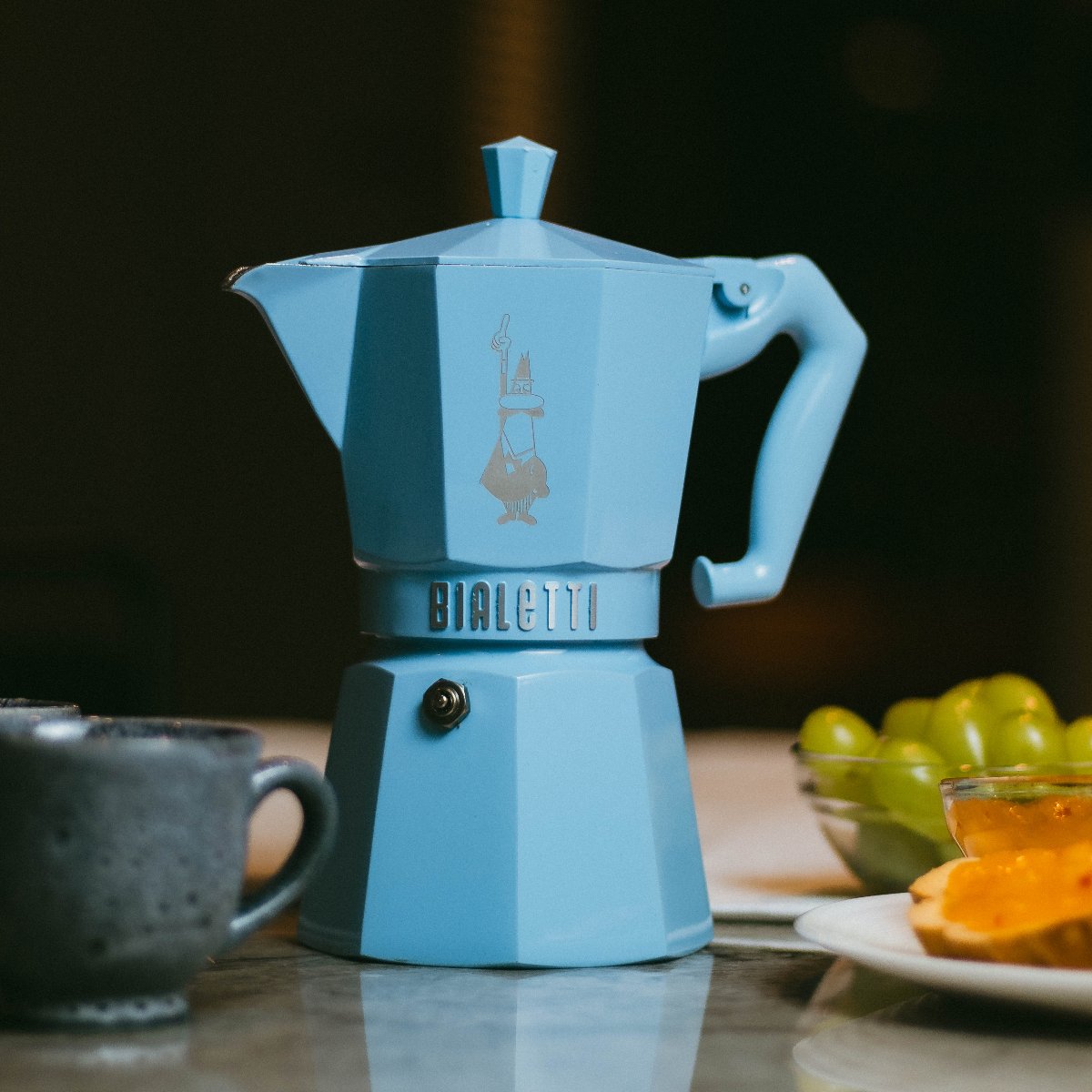 Bialetti Moka Exclusive Azul - 6 xícaras + Brinde